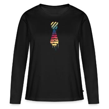 Cravate - T-shirt manches longues Premium bio Femme - noir - Devant - Julia (174cm)