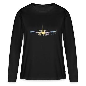 Avion - T-shirt manches longues Premium bio Femme - noir - Devant - Julia (174cm)