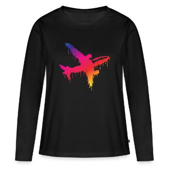 plane - Women's Premium Organic Long Sleeve Shirt - black - Front - Julia (174cm)