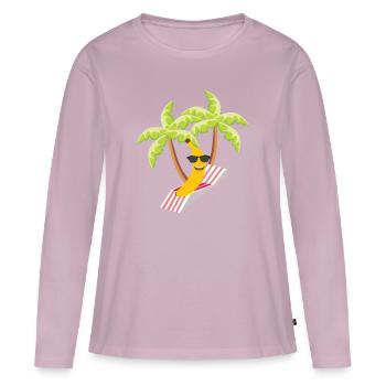Banane - T-shirt manches longues Premium bio Femme - rose poudré - Devant - Julia (174cm)