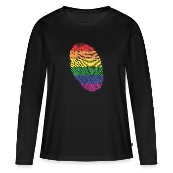Drapeau arc-en-ciel - T-shirt manches longues Premium bio Femme - noir - Devant - Julia (174cm)