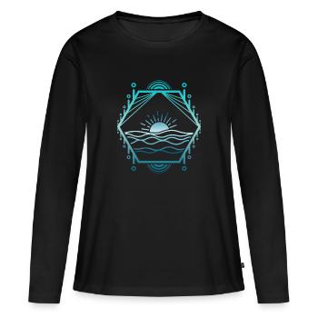 Lignes maritimes - T-shirt manches longues Premium bio Femme - noir - Devant - Julia (174cm)