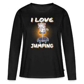 I love Jumping cat trampoline jumpstyle hopping - T-shirt manches longues Premium bio Femme - noir - Devant - Julia (174cm)