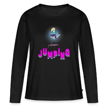 Saut trampoline jumpstyle hopping sport - T-shirt manches longues Premium bio Femme - noir - Devant - Julia (174cm)