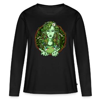 végétal d’Ayahuasca - T-shirt manches longues Premium bio Femme - noir - Devant - Julia (174cm)