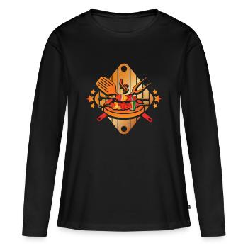 BBQ - T-shirt manches longues Premium bio Femme - noir - Devant - Julia (174cm)