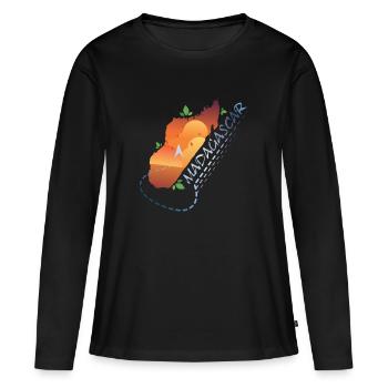 Madagascar - T-shirt manches longues Premium bio Femme - noir - Devant - Julia (174cm)