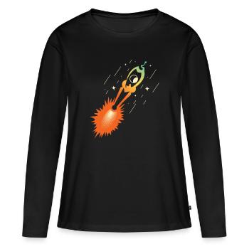 patch de fusée nasa esa - T-shirt manches longues Premium bio Femme - noir - Devant - Julia (174cm)