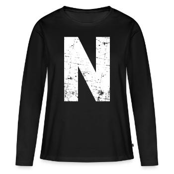 Lettre N - T-shirt manches longues Premium bio Femme - noir - Devant - Julia (174cm)