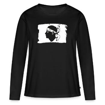 Drapeau corse drapeau - T-shirt manches longues Premium bio Femme - noir - Devant - Julia (174cm)