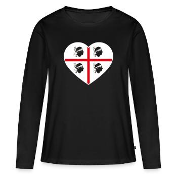 Drapeau Sardaigne drapeau coeur Italie Sardaigne Sarde - T-shirt manches longues Premium bio Femme - noir - Devant - Julia (174cm)