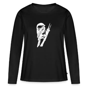 Mésange bleue - T-shirt manches longues Premium bio Femme - noir - Devant - Julia (174cm)