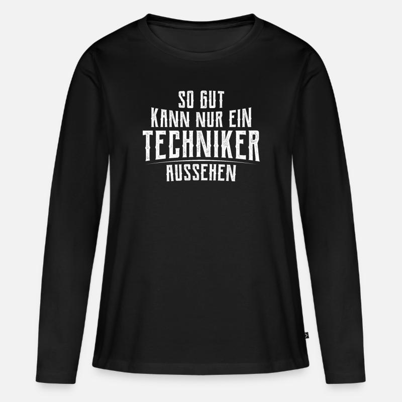 So gut kann ein Techniker aussehen - Frauen Premium Bio Langarmshirt - Schwarz