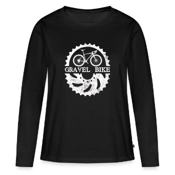 vélo de gravier vélo - T-shirt manches longues Premium bio Femme - noir - Devant - Julia (174cm)