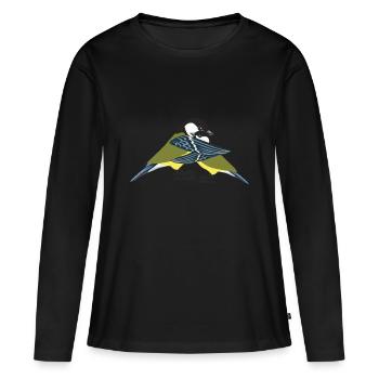 Mésange bleue - T-shirt manches longues Premium bio Femme - noir - Devant - Julia (174cm)