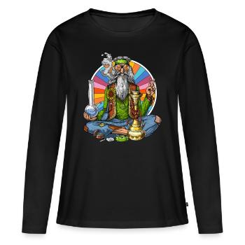 Hippie Stoner - T-shirt manches longues Premium bio Femme - noir - Devant - Julia (174cm)
