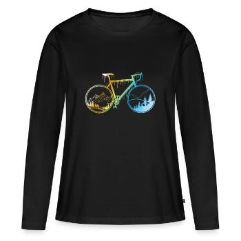 Conception de vélo de gravier - T-shirt manches longues Premium bio Femme - noir - Devant - Julia (174cm)