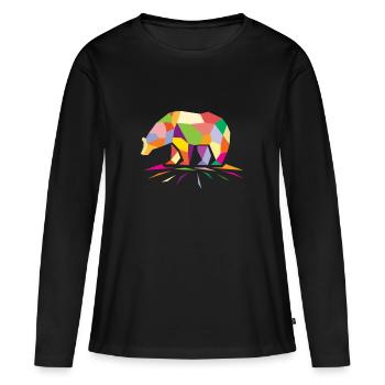 Ours polygone - T-shirt manches longues Premium bio Femme - noir - Devant - Julia (174cm)