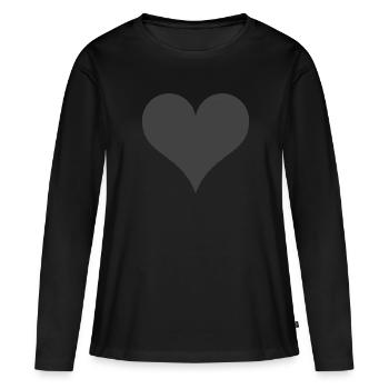Heart - Frauen Premium Bio Langarmshirt - Schwarz - Vorne - Julia (174cm)