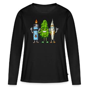 Joint de briquet Weed Bud - T-shirt manches longues Premium bio Femme - noir - Devant - Julia (174cm)