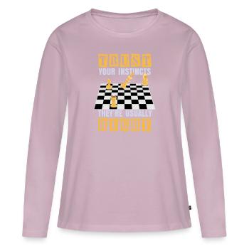 Vertraue deinem Instinkt | Schachspieler - Frauen Premium Bio Langarmshirt - Altrosa - Vorne - Julia (174cm)