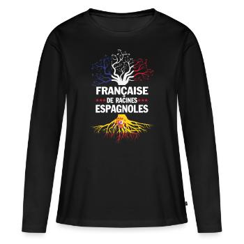 Française de racines espagnoles - T-shirt manches longues Premium bio Femme - noir - Devant - Julia (174cm)