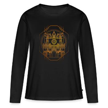 Lyon - T-shirt manches longues Premium bio Femme - noir - Devant - Julia (174cm)