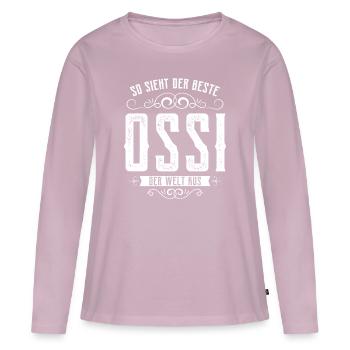 So sieht der Beste Ossi der Welt aus Osten DDR - Frauen Premium Bio Langarmshirt - Altrosa - Vorne - Julia (174cm)