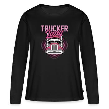 Idée cadeau chauffeur de camion - T-shirt manches longues Premium bio Femme - noir - Devant - Julia (174cm)