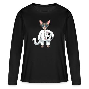 Chat nu , Sphynx pour un propriétaire de Sphynx - T-shirt manches longues Premium bio Femme - noir - Devant - Julia (174cm)