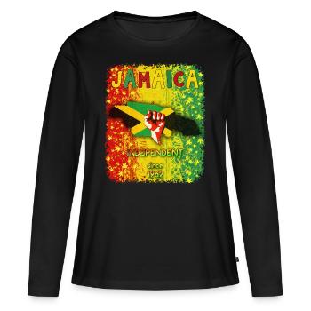Journée indépendante jamaïcaine - T-shirt manches longues Premium bio Femme - noir - Devant - Julia (174cm)