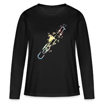 Trombone Splash - T-shirt manches longues Premium bio Femme - noir - Devant - Julia (174cm)