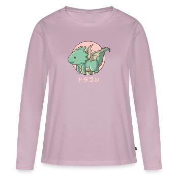 Dragon volant Harajuku - T-shirt manches longues Premium bio Femme - rose poudré - Devant - Julia (174cm)