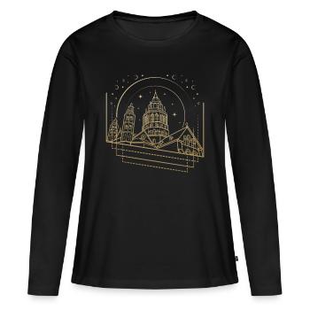 Mayence - T-shirt manches longues Premium bio Femme - noir - Devant - Julia (174cm)