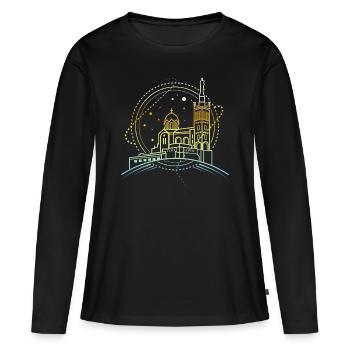 Marseille - Frauen Premium Bio Langarmshirt - Schwarz - Vorne - Julia (174cm)