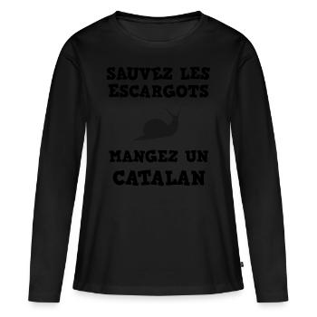Sauvez les escargots mangez un catalan humour - T-shirt manches longues Premium bio Femme - noir - Devant - Julia (174cm)