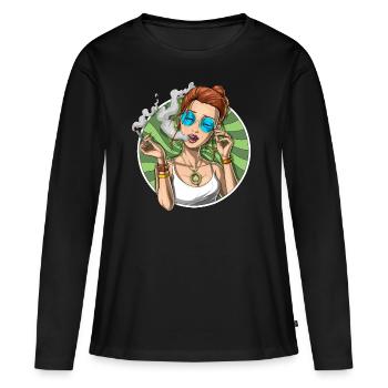 Weed Stoner fumer du cannabis - T-shirt manches longues Premium bio Femme - noir - Devant - Julia (174cm)