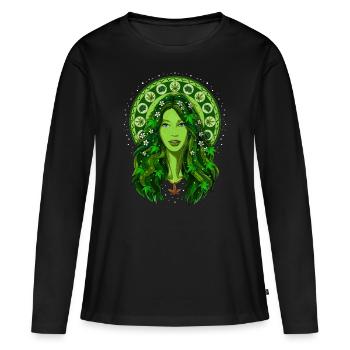 Déesse des mauvaises herbes Stoner - T-shirt manches longues Premium bio Femme - noir - Devant - Julia (174cm)
