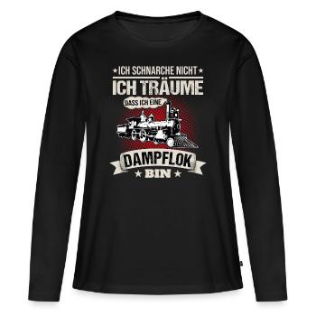 Dampflok Ich Schnarche Nicht Eisenbahner Geschenk - Frauen Premium Bio Langarmshirt - Schwarz - Vorne - Julia (174cm)