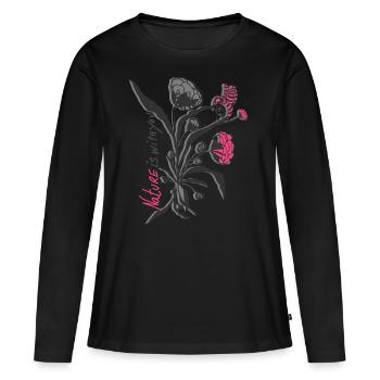 Die Natur ist bei dir - Frauen Premium Bio Langarmshirt - Schwarz - Vorne - Julia (174cm)