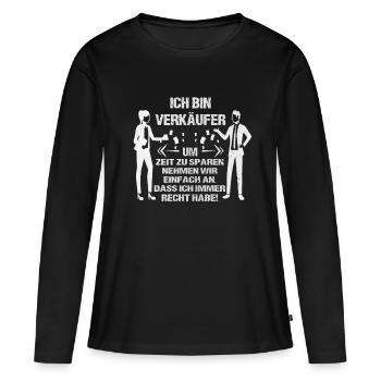 Vendeur - T-shirt manches longues Premium bio Femme - noir - Devant - Julia (174cm)