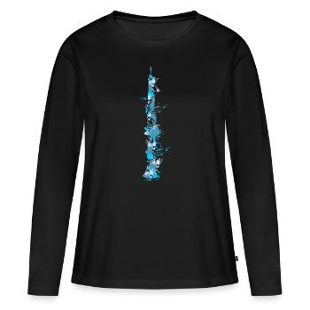 Clarinette Splash - T-shirt manches longues Premium bio Femme - noir - Devant - Julia (174cm)