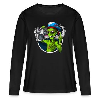 Fête des Aliens Stoner - T-shirt manches longues Premium bio Femme - noir - Devant - Julia (174cm)