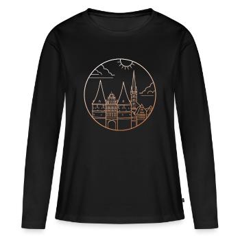Lübeck - T-shirt manches longues Premium bio Femme - noir - Devant - Julia (174cm)