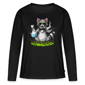 Raton laveur Stoner - T-shirt manches longues Premium bio Femme - noir - Devant - Julia (174cm)