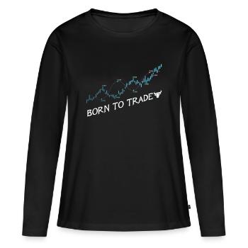 Trader - T-shirt manches longues Premium bio Femme - noir - Devant - Julia (174cm)