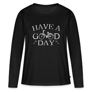 J’ai un bon jour - T-shirt manches longues Premium bio Femme - noir - Devant - Julia (174cm)