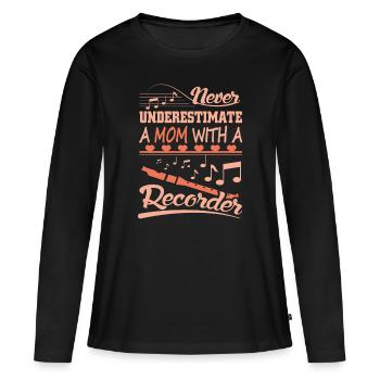 Recorder Nut - Women's Premium Organic Long Sleeve Shirt - black - Front - Julia (174cm)