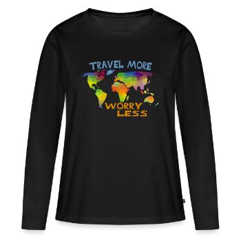 Travel more - T-shirt manches longues Premium bio Femme - noir - Devant - Julia (174cm)
