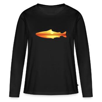 Truite - T-shirt manches longues Premium bio Femme - noir - Devant - Julia (174cm)